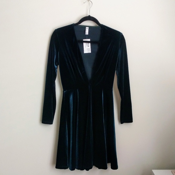 American Apparel Dresses & Skirts - NWT American Apparel Velvet Deep V Skater Dress